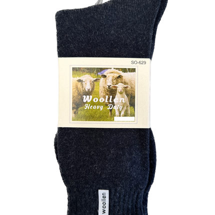 1 Pair Premium Mens Wool Heavy Duty Thick Work Socks Cushion Woolen - Navy - 7-11