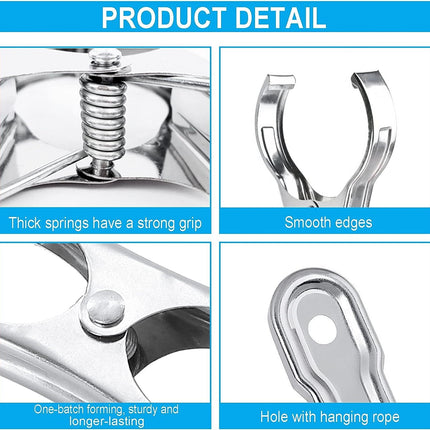 6x STAINLESS STEEL CLOTHES PEGS Laundry Clips Washing Line Clothespin