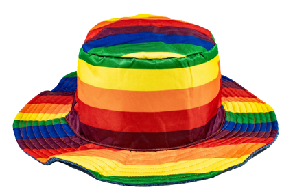 Reversible Stingy Brim Terry Towelling Bucket Hat Cap 100% COTTON - Rainbow/Blue - L/XL (58-59cm)