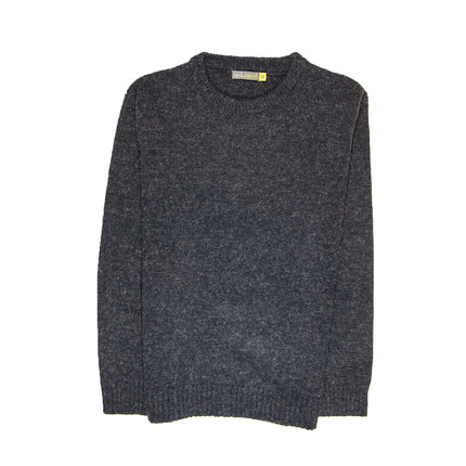 100% SHETLAND RAGG WOOL CREW Round Neck Knit JUMPER Pullover Mens Sweater Knitted - Navy - 6XL