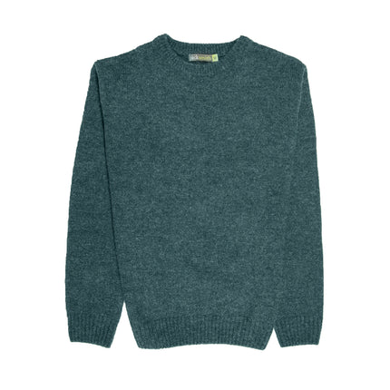 100% SHETLAND RAGG WOOL CREW Round Neck Knit JUMPER Pullover Mens Sweater Knitted - Sherwood - 4XL