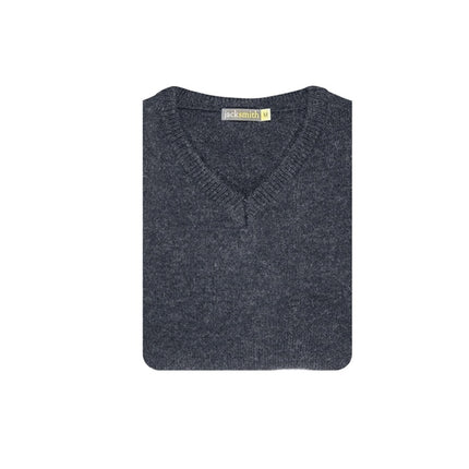 100% Shetland Ragg Wool V Neck Knit Jumper Pullover Mens Sweater Knitted - Navy - XXL