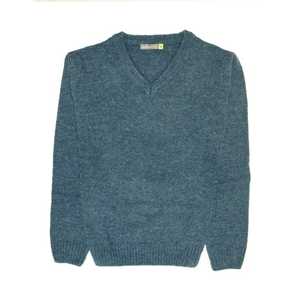 100% Shetland Ragg Wool V Neck Knit Jumper Pullover Mens Sweater Knitted - Sherwood - XL