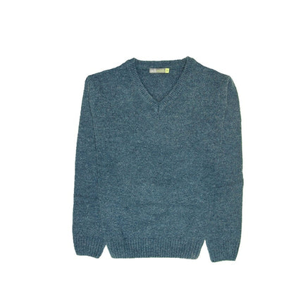 100% Shetland Ragg Wool V Neck Knit Jumper Pullover Mens Sweater Knitted - Sherwood - XL
