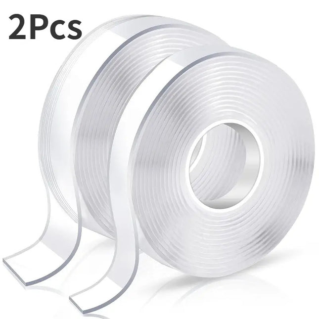 2x Double-Sided Nano Mounting Tape Traceless Clear Adhesive Invisible Gel 2M x 20mm