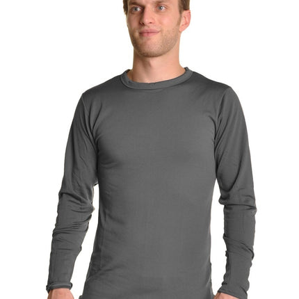 Mens Thermal Top w/ Brushed Interior Warm Winter Fleece Baselayer - Grey - L