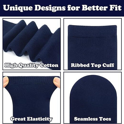 6x Pairs School Uniform Knee High Socks Cotton Rich Girls Boys Kids Bulk - Navy - 2-8 (10-12 Years Old)