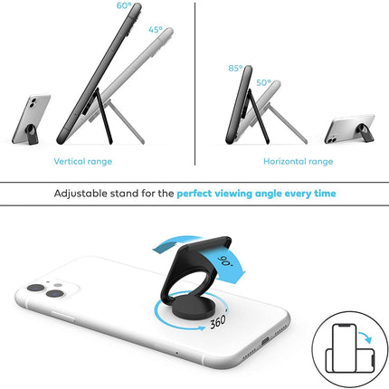 phonetag - Multi-View Phone Stand with Magnetic Ring Holder Universal (Silver)