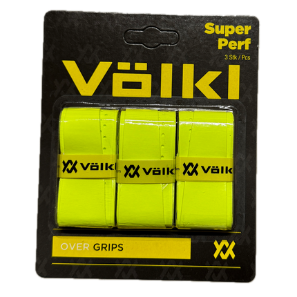 Volkl Super Perf Over Grip Neon Yellow Overgrip Tennis Squash Badminton - 3 Pack