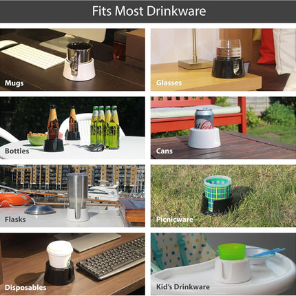 Table Coaster Anti-Spill Drink Holder Tray Couch Seat Car Office Travel - White