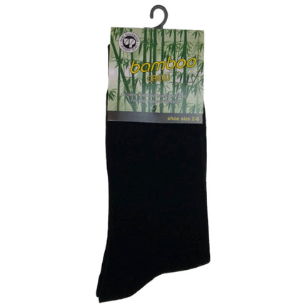 BAMBOO SOCKS Crew Natural Eco Healthy Enviro Unisex Work Anti-Bacterial Business - Black - 2-8