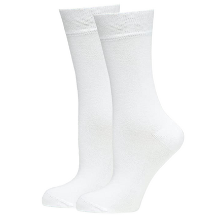 BAMBOO SOCKS Crew Natural Eco Healthy Enviro Unisex Work Anti-Bacterial Business - White - 2-8