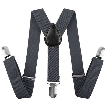 35mm WIDE SUSPENDERS Mens Adjustable Braces Clip On Trouser Elastic Y-Back - Black