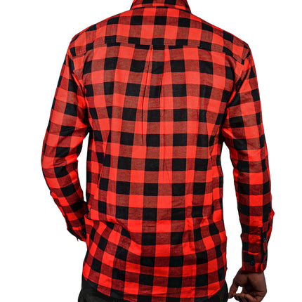 Jacksmith Quilted Flannelette Shirt Mens Jacket 100% Cotton Padded Warm Winter Flannel - Red/Black - XXL