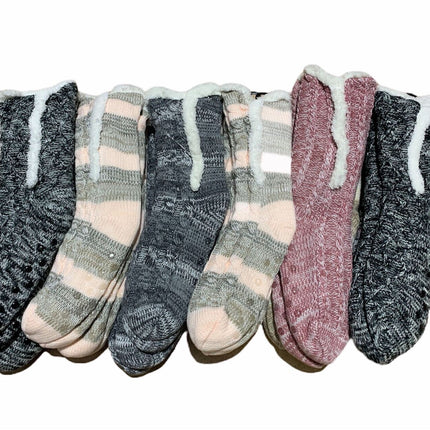 1 Pair Ladies Thick Fur Bed Socks Womens Sherpa Fluffy Non Slip - Side Line