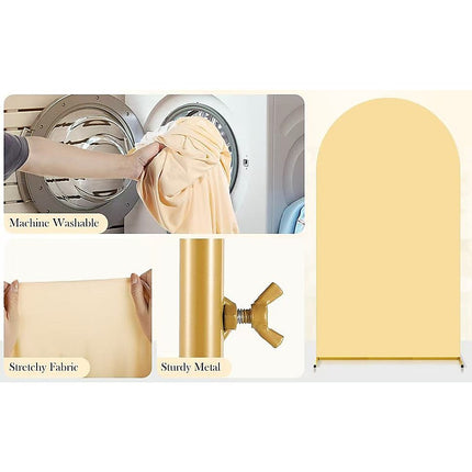 Arch Backdrop Stand with White & Yellow Cover Set for Weddings Events