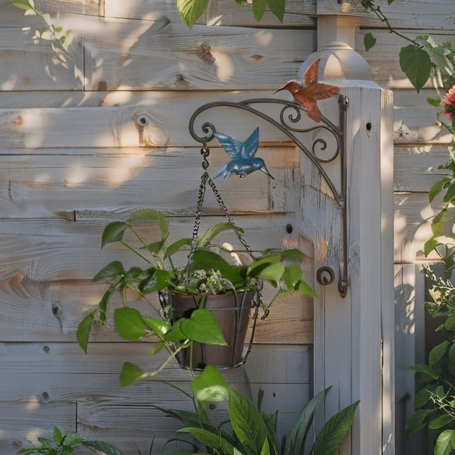 Hanging Potplanter w Pot Wall Bracket Hummingbirds 55cm