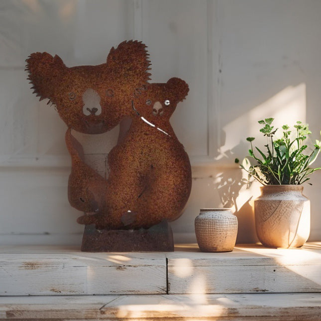 Laser - Cut Koala + Baby On Base 34cm
