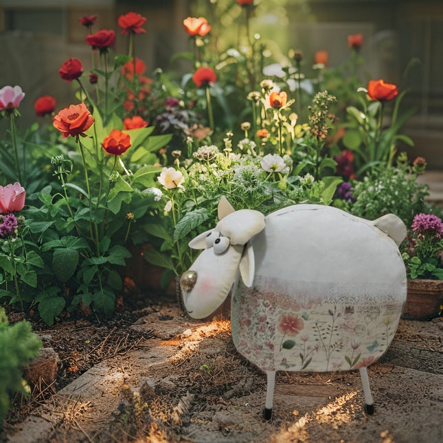 Pink And Green Floral Sheep 22cm