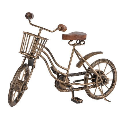 Vintage Bicycle w Basket Antique Gold 32cm