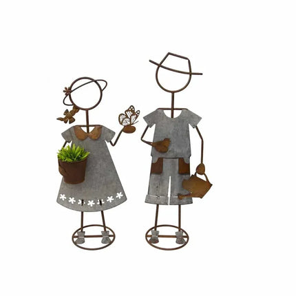 Set 2 Farm Kids - Girl W Pot Planter Assorted 30x80cm