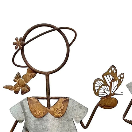 Set 2 Farm Kids - Girl W Pot Planter Assorted 30x80cm