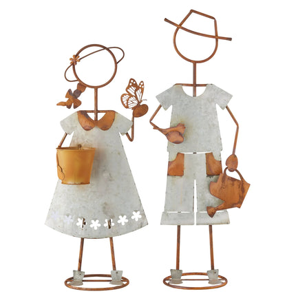Set 2 Farm Kids - Girl W Pot Planter Assorted 30x80cm