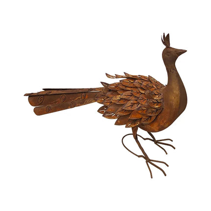 Rust Peacock Garden Statue 88x44cm