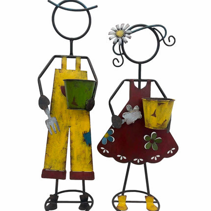 Set 2 Asst Colourful Farm Kid Planters 82cm, 72cm