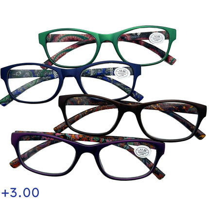 Bulk 24 Paisley Print Reading Glasses +3.0