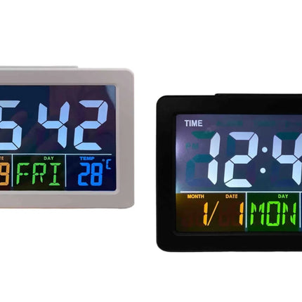 Bulk 12 Multifunction Digital Table Clock 14.2x5.4x10.9cm 2 Asst