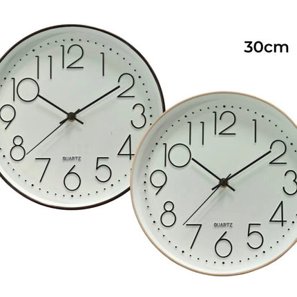 Bulk 10 Medium Plastic Contemporary Round Wall Clock 2 Asst