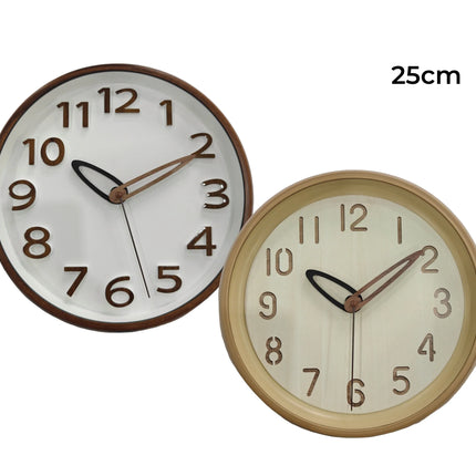 Bulk 12 Plastic Classic Round Wall Clock 2 Asst
