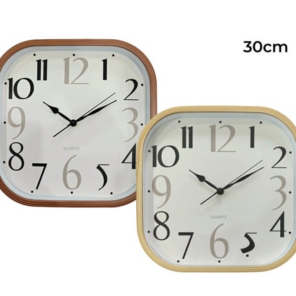 Bulk 10 Plastic Rounded Square Wall Clock 2 Asst