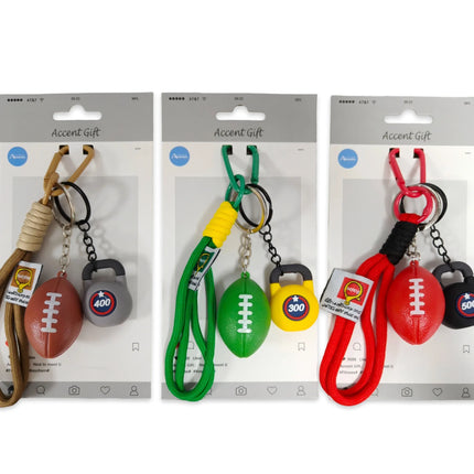 Bulk 24 Set 3 Fitness & Footy Keychain 4 Asst