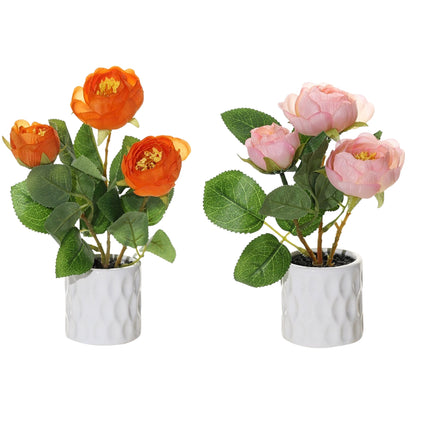 Set 2 Artificial Rose in Ceramic Pot 10x20cm