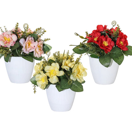 Set 3 Artificial Mini Rose Pot 10x16cm