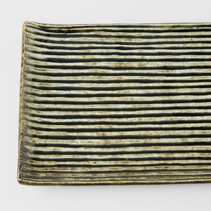 Sushi Plate 24cm Green Contour Glaze