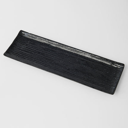 Sashimi Plate 33cm Black Contour Glaze