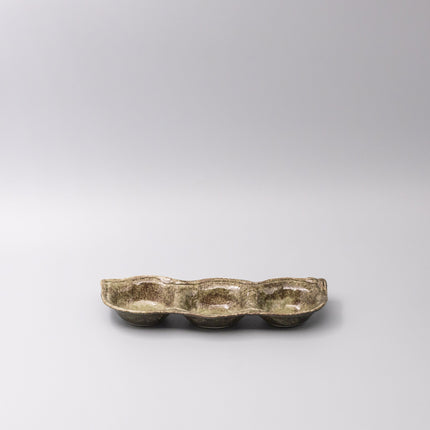 Edamame Triple Pod Dish Green Glaze