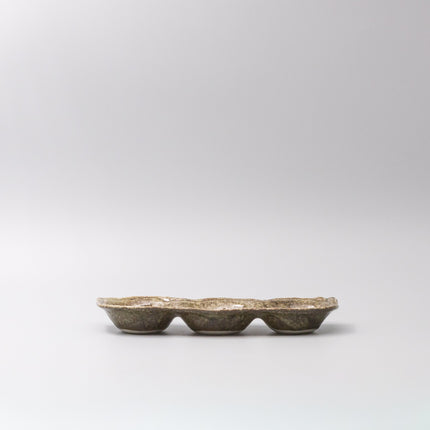 Edamame Triple Pod Dish Green Glaze