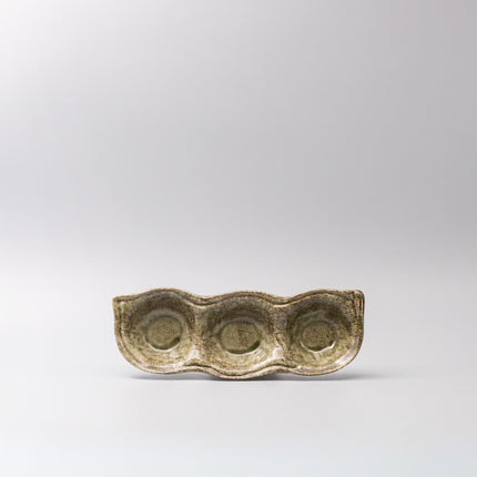 Edamame Triple Pod Dish Green Glaze