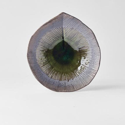 Bowl Shallow Leaf Shape 25cm Midori Glaze