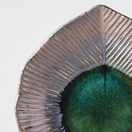 Plate Leaf Shape 16cm Midori Green Glaze