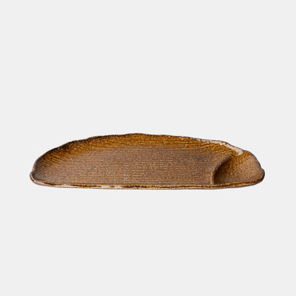 Organic Dumpling Plate 28cm Ochre Glaze