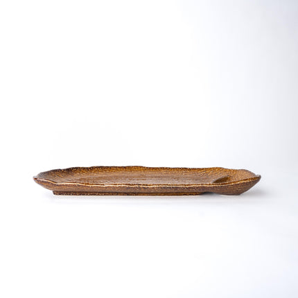 Organic Dumpling Plate 28cm Ochre Glaze