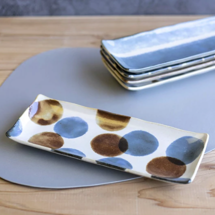 Sashimi Plate 27cm Brush Blue Spot Glaze