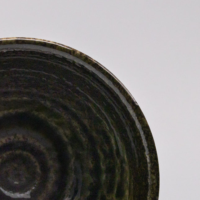 Bowl 15.5cm Shinogi Moss Black Glaze