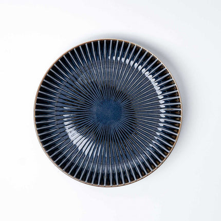 Plate High Rim 22.5cm Navy Sendan Glaze