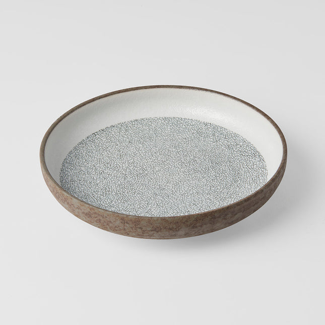 Plate High Rim 22cm Crazed Grey Glaze